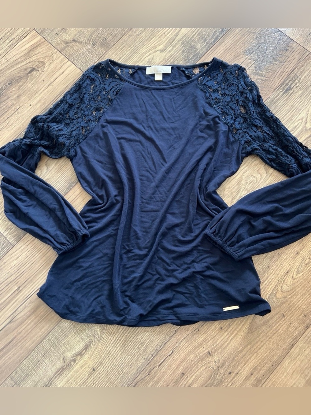 Michael Kors Navy Lace Sleeve Top size medium